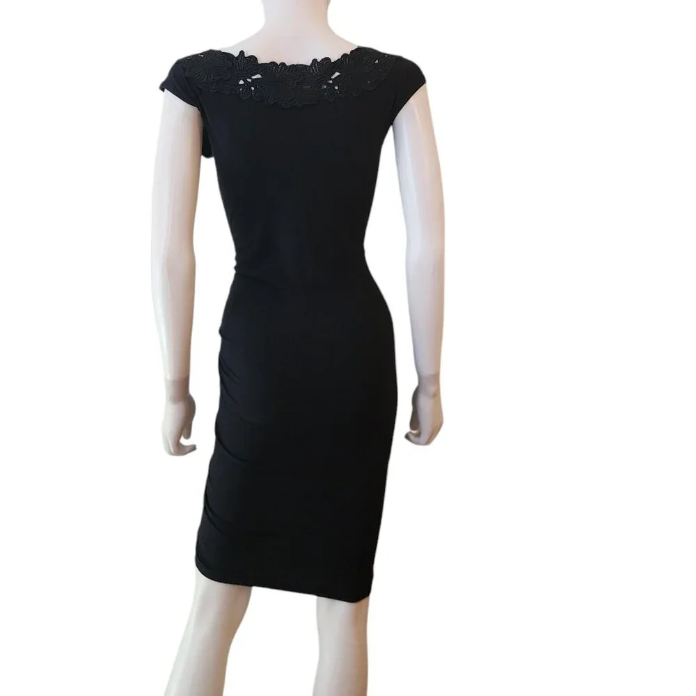 Cotton V-Neck Laced Bodycon Dress - Picture 5 of 9